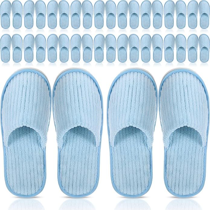 Panitay 20 Pairs Reusable Spa Slippers for Guests Washable House Slippers with Triple Layer Coral Fleece for Home Indoor Hotel Travel, Closed Toe