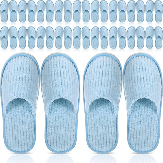 Panitay 20 Pairs Reusable Spa Slippers for Guests Washable House Slippers with Triple Layer Coral Fleece for Home Indoor Hotel Travel, Closed Toe