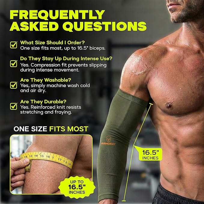 ARMORAY Arm Sleeves for Men and Women - UV Sun Protection Cooling Compression - Tattoo Cover Up Sleeve for Daily Wear & Work