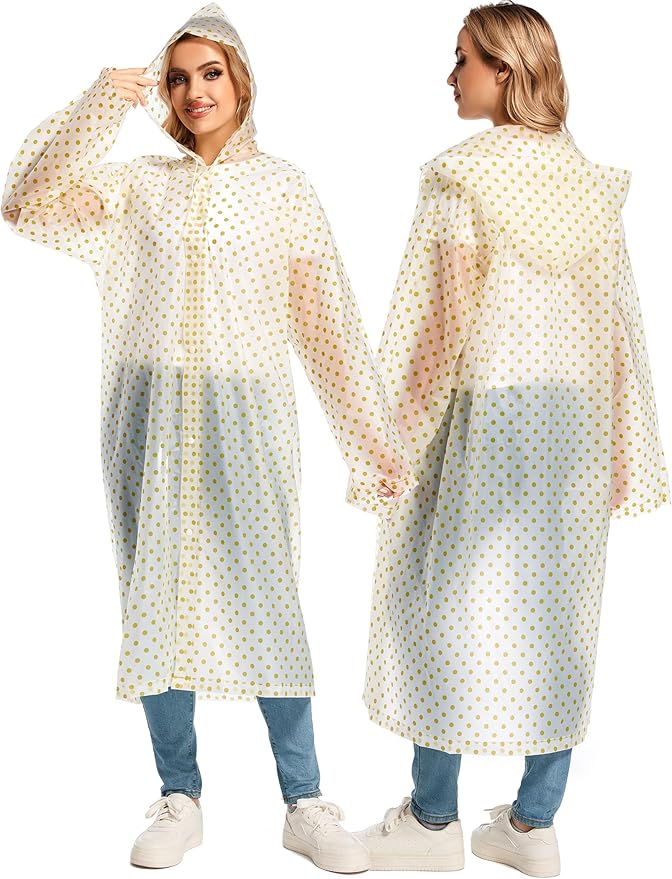 2PCS Rain Ponchos for Adults Reusable Rain Coats for Adults Rain Jackets Raincoats for Men Women