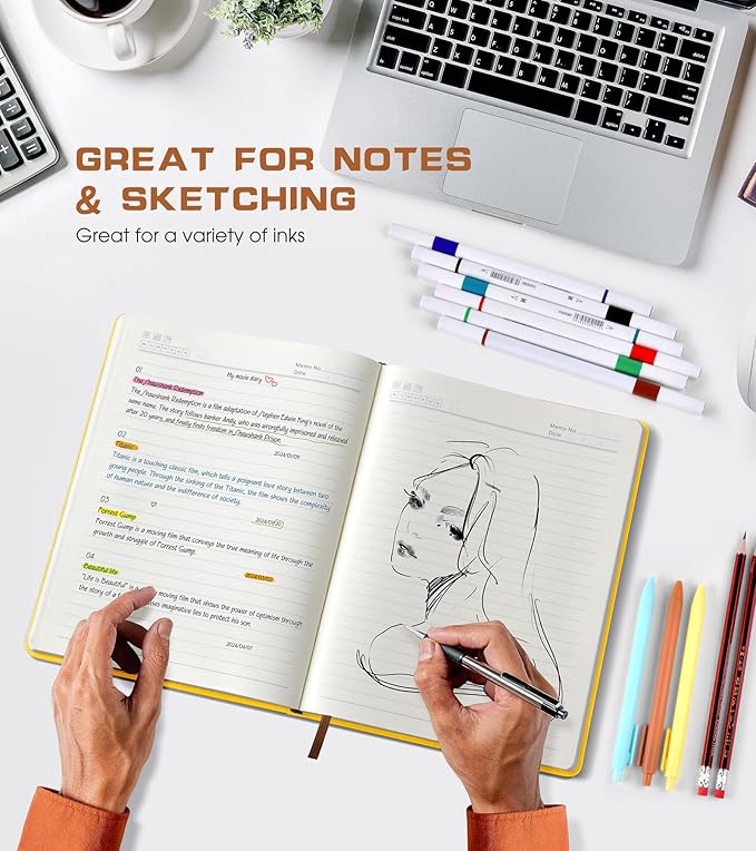 Lined Journal Notebook for Women Men,256 Thick Pages,A5 Hardcover Vintage Leather Journal for Writing,Travel,Business,Work, School,College Ruled Notebooks for Note Taking,Daily Diary 5.7"×8.3"