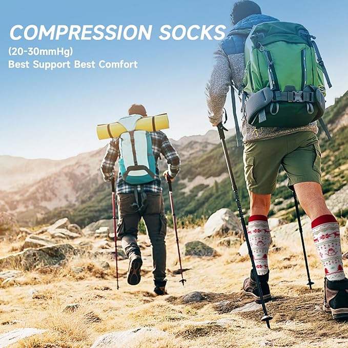 cerpite Compression Socks for Women & Men 6 Pairs Knee High Compression Socks 20-30 mmhg Best for Running,Nurse,Travel
