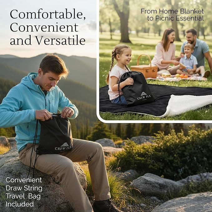 Waterproof Blanket for Bed Intimacy (40" x 60" Small), Reversible Fleece | Sherpa Throw, Water Proof Blanket TPU Stain Proof Couch Furniture Cover Large Dog Bed Winter Protector - Black