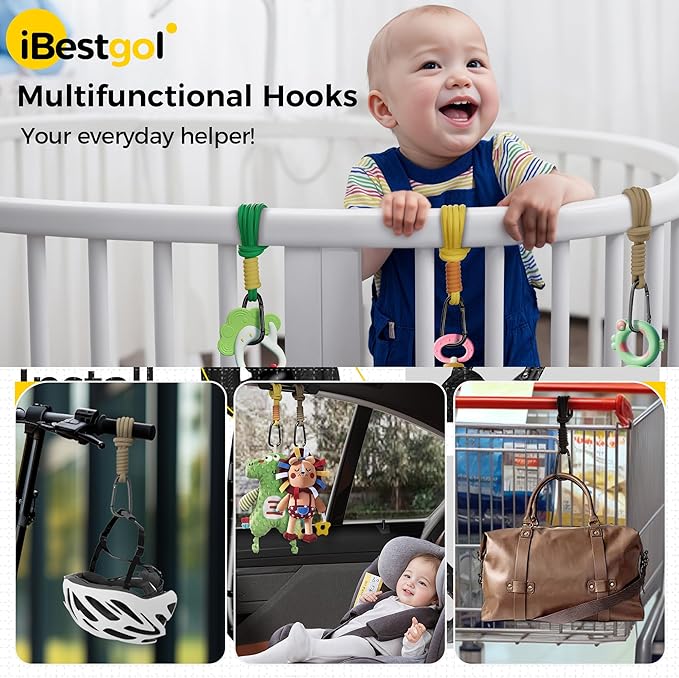 360° Rotating Car Seat Headrest Hooks, Universal Car Organizer Hooks for Bags and Groceries, Brown 2pc