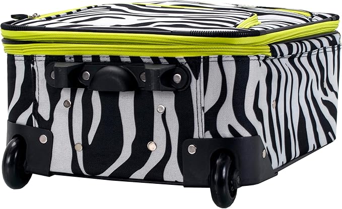 Rockland Fashion Softside 2 Piece Luggage Set, Expandable, (14" Tote/19" Upright), Lime Zebra