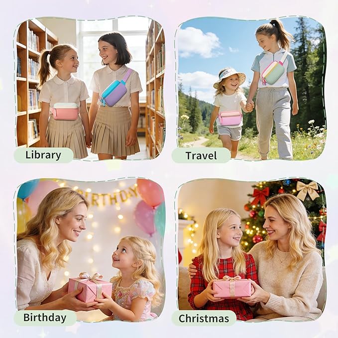 Fanny Pack Birthday Graduation Gifts for 7 8 9 10 11 12 13 Year Old Teen Girls Her Kids, Preppy Cute Trendy Stuff Colorblock Crossbody Bag Adjustable Belt Bags for Travel Essentials