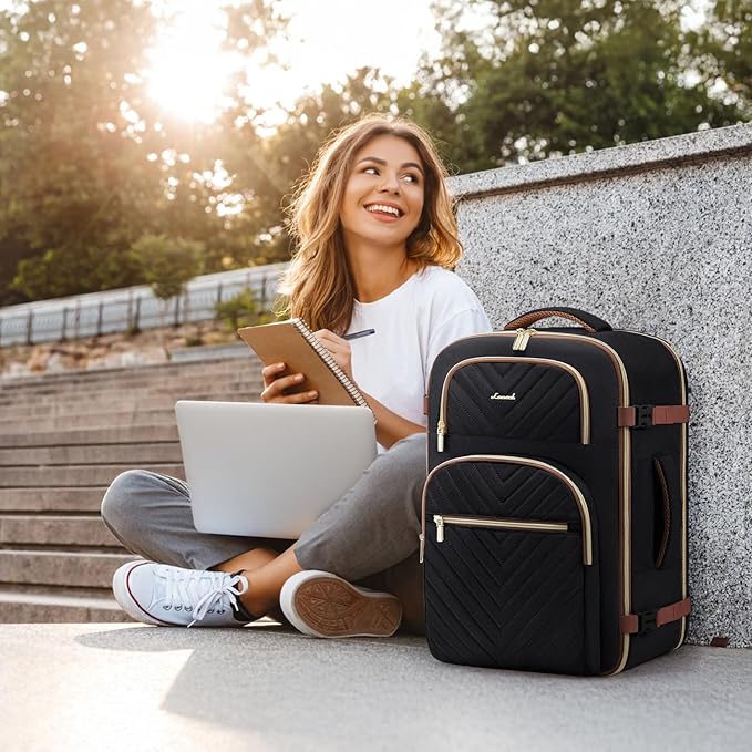 LOVEVOOK Travel Backpack Carry on Flight Approved 50L,Waterproof TSA Travel Essentials Personal Item Backpack for Women Men,Large Carry on Luggage Suitcase Travel Bag for Airplane with 3 Packing Cubes