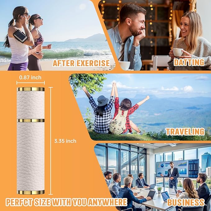 5ml Travel Perfume Atomizer Refillable, Mini Portable Genuine Leather Cologne Sprayer, Pocket Size Empty Fragrance Spray Bottle - Gift for Women Men (White)