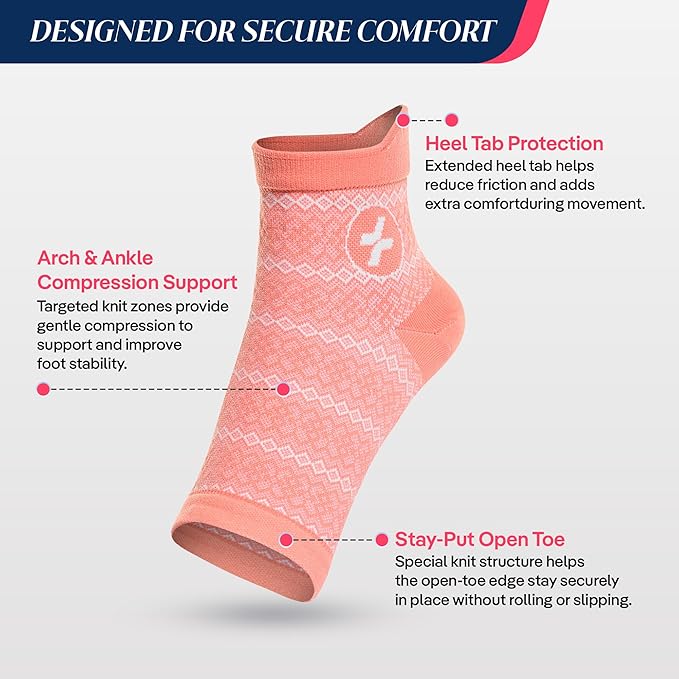 COOLMATE Ankle Support Light Compression Socks for Women and Men, Toeless Arch Support Sleeve for Running, Walking, Workout