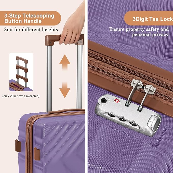 Rosamo 5 Piece Luggage Set Expandable Hardside, 20/24/28in Suitcases with Matching Travel Bags, 22x14x9 Airline Approved Carry On, TSA Lock, Spinner Wheels, ABS+PC
