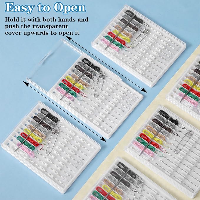 AojSup 60 Boxes Quick Fix Sewing Kit Pre Threaded Needle Travel Kit Personal Needle and Thread Mending Sewing for Christmas Cloth Repairing Home Necessities(Assorted Color,10 Threads)