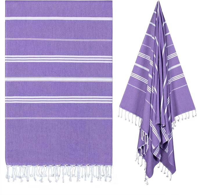 cabanana Turkish Beach Towel Oversized - 40"x70" Quick Dry Sand Free Thin Beach Towels for Adults,Extra Large Cotton Lightweigh Travel Towel for Beach Accessories (Purple)