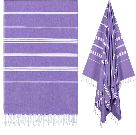 cabanana Turkish Beach Towel Oversized - 40"x70" Quick Dry Sand Free Thin Beach Towels for Adults,Extra Large Cotton Lightweigh Travel Towel for Beach Accessories (Purple)