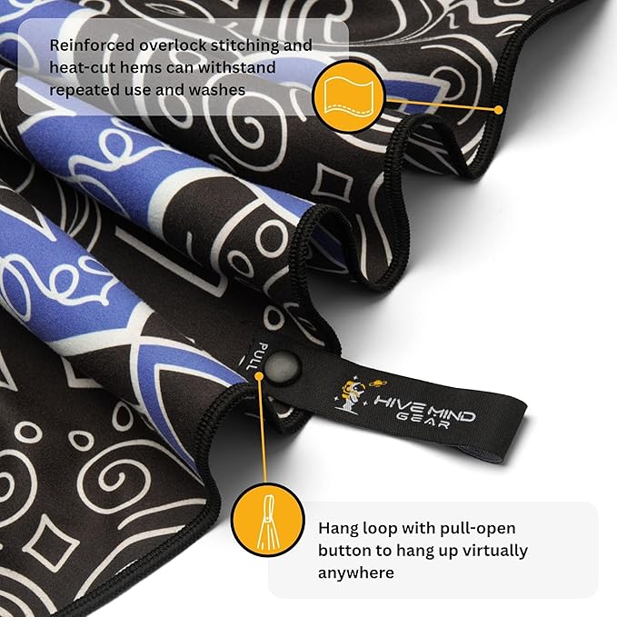 Travel Towel – Packable, Lightweight, Quick-Dry, Fade Resistant, Sand-Repellent – Soft Microfiber Towel for Travel, Backpacking, Beach, Pool, Outdoors – Double-Sided Print – 60” x 30”