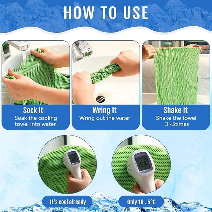 Hosuly 6 Pack Cooling Towels 40" x 12" Sport Towels, Cooling Rag for Neck and Face Ice Breathable Chilly Portable Neck Wraps for Yoga(Bright Color)