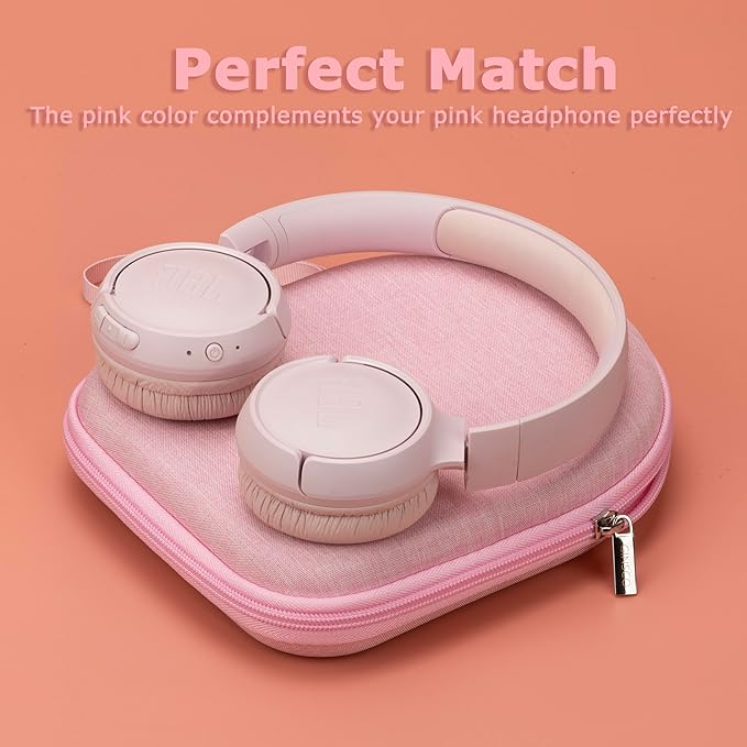 Ginsco Case Compatible with JBL Tune 510BT/520BT/500BT, Compatiblewith Sony WH-CH520/510, Ultra-Slim Hard Shell Headphone Case for On Ear Headphones (Pink)