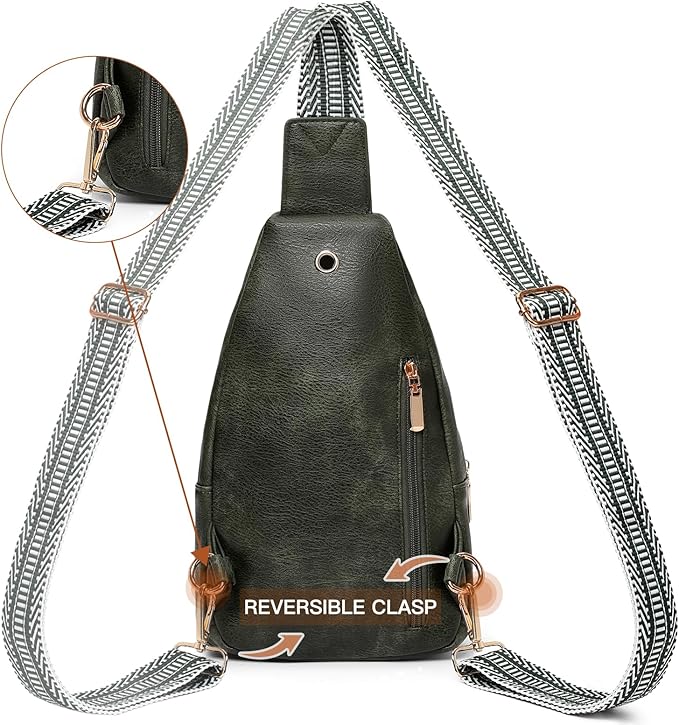 GAEKEAO Sling Bag for Women Crossbody Bags Vegan Leather Fanny Pack Chest Trendy Shoulder Bag for Travel Everyday Vacation
