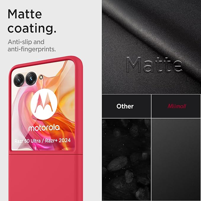 Miimall Slim fit for Motorola Razr Plus 2024 Case, Moto Razr+ 2024 Case with Hinge Ultra Thin Matte Hard PC Anti-Slip Light-Weight Shock-Proof Full Body Cover Phone Case for Moto Razr 2024 Plus,Red