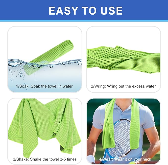Pallesen Cooling Towel, Cooling Towels for Neck and Face, Cooling Towels for Hot Weather, Sports Cooling Towels, Cooling Towels for Yoga, Running & Gym,Random Color (10)