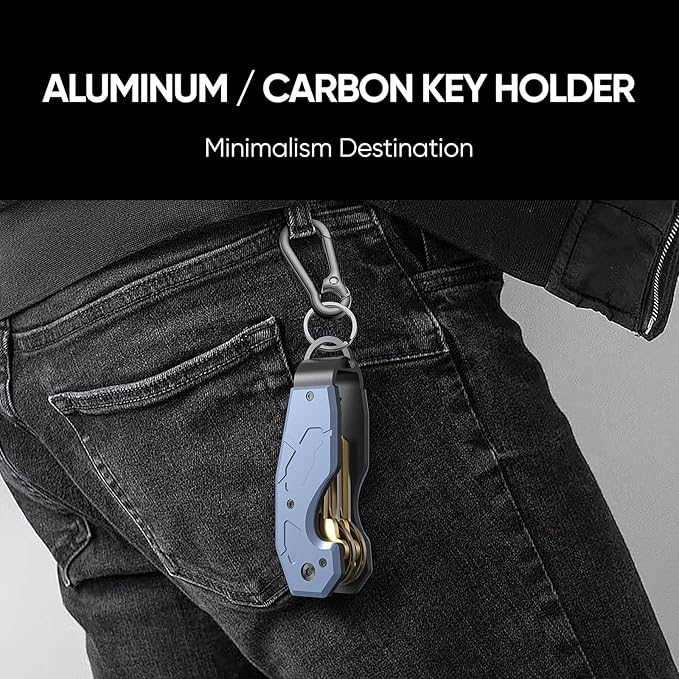 QEG Key Organizer,Keyholder Keychain, Compact Metal Key Case, Minimalist Key Fob,Keychain For Men,Holds 2-6keys