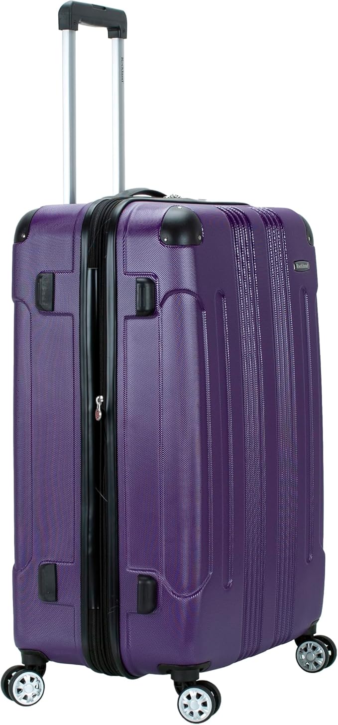 Rockland London Hardside Expandable Spinner Wheel Luggage, Checked Large 28", Purple