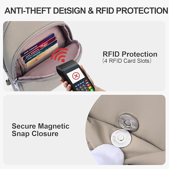 Small Sling Bag for Women, Puffer Crossbody Bag Anti Theft Travel RFID Purses Fanny Packs for Travel Hiking
