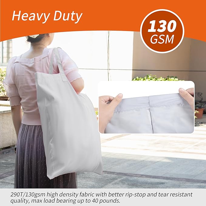 Polecasa Extra Heavy-Duty Laundry Bag 21x24”- Machine Washable Small Storage Bag with Reinforced Handles & Drawstring Closure & ID Tag for College Dorm Travel -Silver