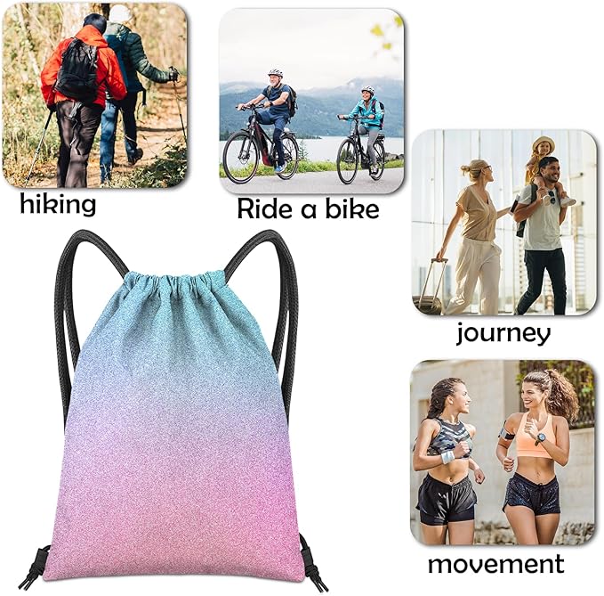 Drawstring Backpack for String Bag Waterproof Cute Sports Beach Swimming Travel (13"×17")-Gradation