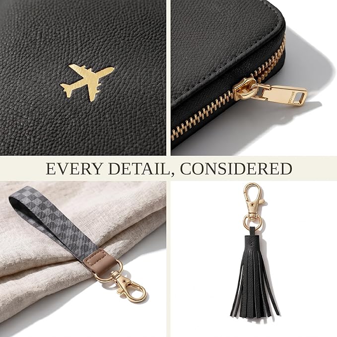 Beautiful Passport Holder for Travel with Wristlet Strap - All-in-One Wallet for Women with Card Slots and Tassel Keychain - Perfect RFID Blocking Case to Keep Your Travel Documents Organized & Safe