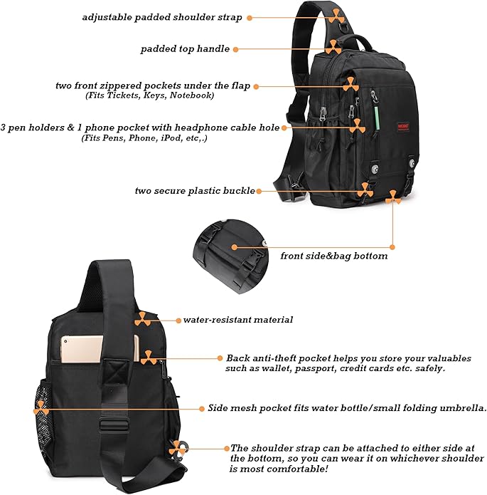 NICGID Sling Bags Chest Shoulder Backpacks, Laptop Backpack Crossbody Messenger Bag Travel Outdoor Men Women