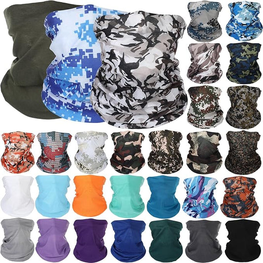 Tarpop 12/30 Pcs Neck Gaiters Scarf Elastic Wrap Headband Sweat Absorbing Bandana for Women Men Sports Yoga Running