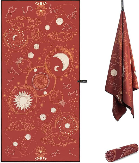 Travel Towel – Packable, Lightweight, Quick-Dry, Fade Resistant, Sand-Repellent – Soft Microfiber Towel for Travel, Backpacking, Beach, Pool, Outdoors – Double-Sided Print – 60” x 30”