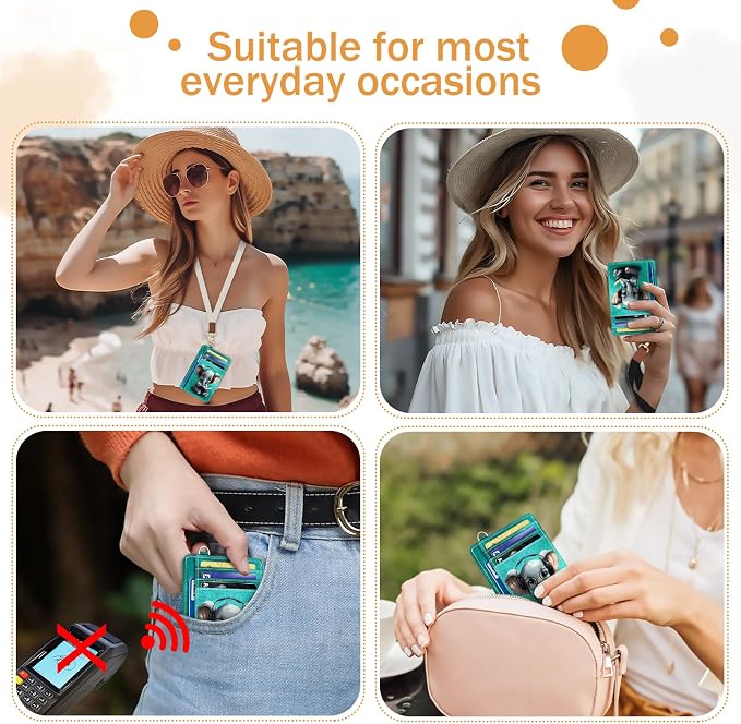 Yonlevres Credit Card Holder Slim Wallet, Elephant RFID Wallet Women Front Pocket Small Card Holder, Travel Cute Funny Thin Card Case ID Window PU Leather RFID Blocking Card Organizer Gift Girl Ladies