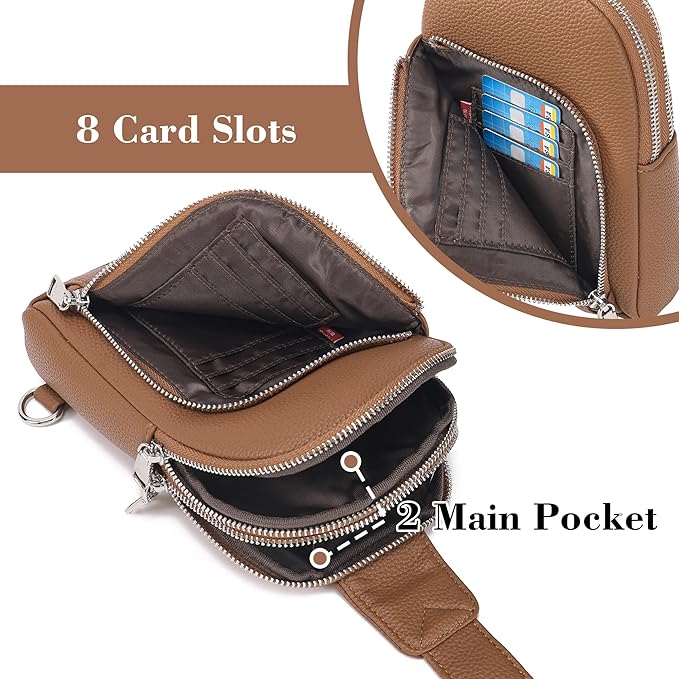 INICAT RFID Blocking Sling Bag, Anti Theft Crossbody Bag for Women Compact Travel Purses Leather