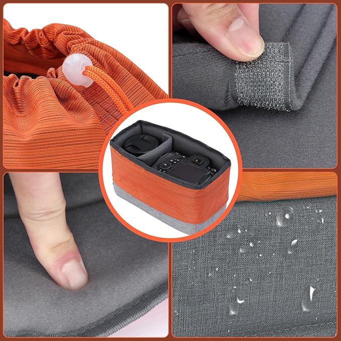 Koolertron Waterproof DSLR Camera Bag with Removable Insert, Adjustable Compartments, Fits in Camera Bags - Protective Case for DSLR/SLR Cameras & Accessories