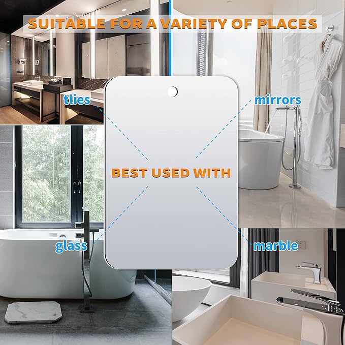Shaving Mirror, Unbreakable Shower Mirrors, (Medium,2pack(6 inches x8 inches ) Bathroom Handheld Mirror for Men and Women Portable Camping Travel Mirrors,Frameless Handheld for Makeup, Silver