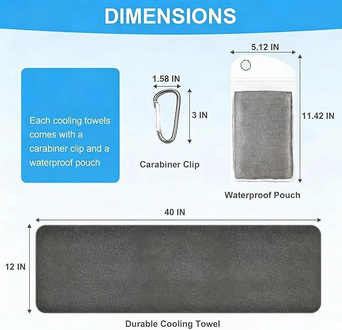4 Pack Cooling Towels for Neck and Face(40"x12"), Cooling Neck Wraps, Ice Towel for Hot Weather, Soft Breathable Gym Towel, Cool Towel for Workout, Camping, Yoga, Sport, Running