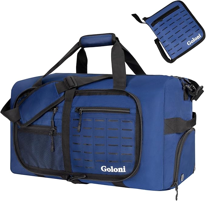 Foldable Travel Duffle Bag,Duffle Bag with Shoes Compartment and Adjustable Strap,Large Packable Travel Bags for Men Women,Waterproof Duffel Bag