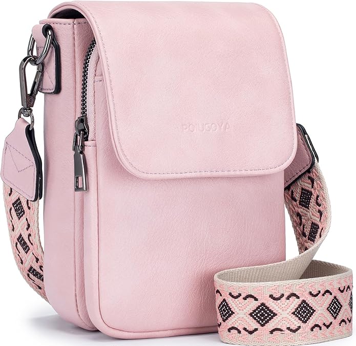 POIUGOYA Crossbody Bags for Women,Small Crossbody Purse with Triple Compartments,Cell Phone Wallet with Card Slots for Travel | Small
