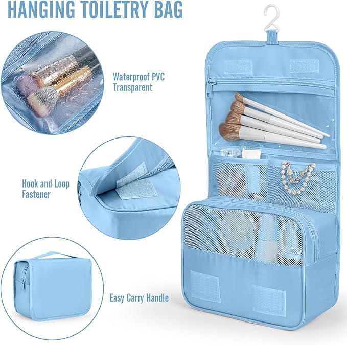 Veken 8 Set Packing Cubes for Travel Essentials,Anti-Wrinkle Buckled Suitcase Organizer for Shoe & Toiletry Bag,Carry On Luggage Bag for Airplane & College Dorm Room Accessories,Women Men Gifts