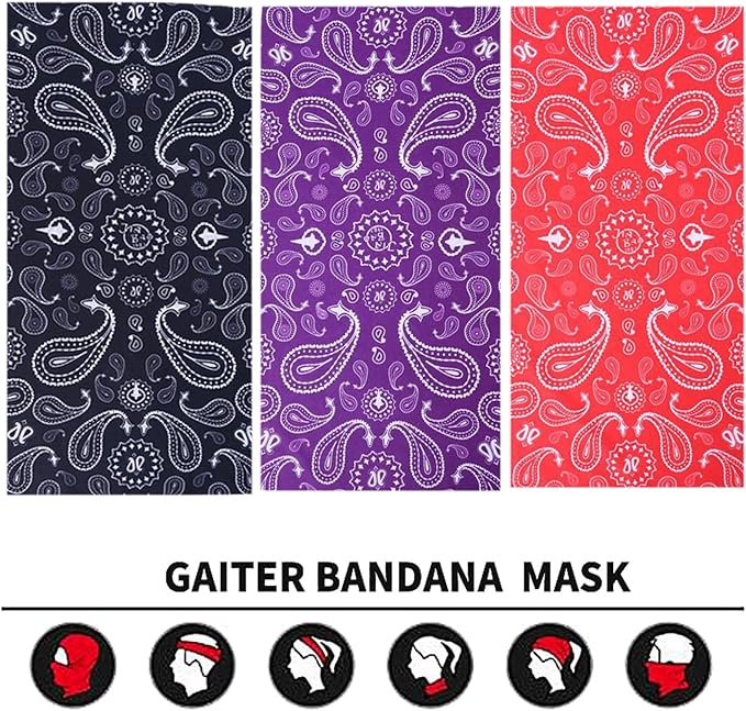 Neck Gaiter Face Cover Bandana Mask Scarf, Breathable Sun& Dust-proof for Cycling Running Fishing Hiking