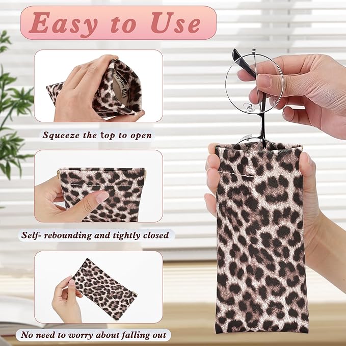 eyeglasses bag Soft Glasses bag, Portable Squeeze Top Sunglasses Case Travel for Women Girls