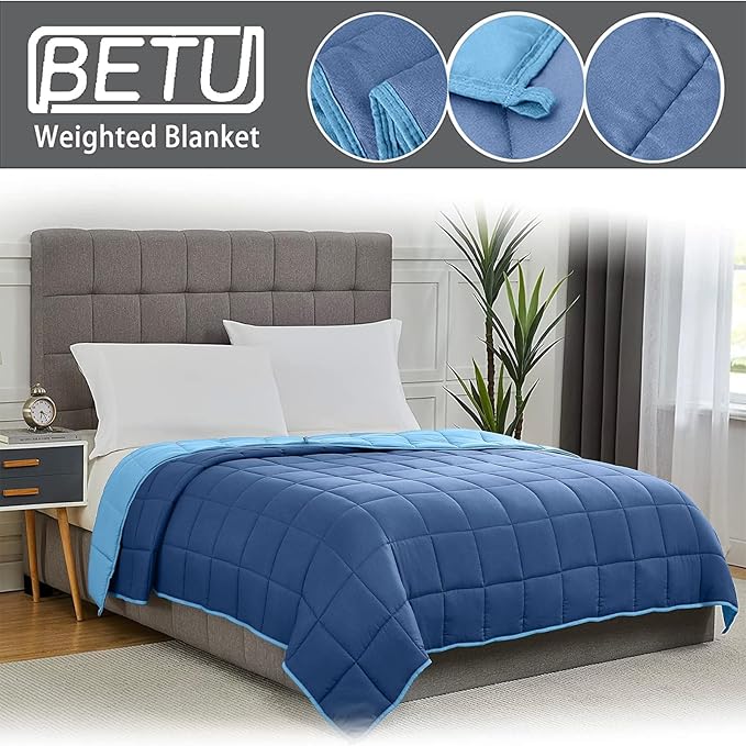 Blue Weighted Blanket for Adults 20lbs, 80"x87", King Size Cooling Heavy Throw Blanket for 180-220lbs, Microfiber Soft Thick Big Blankets Weighted Comforter Gifts for Sleeping