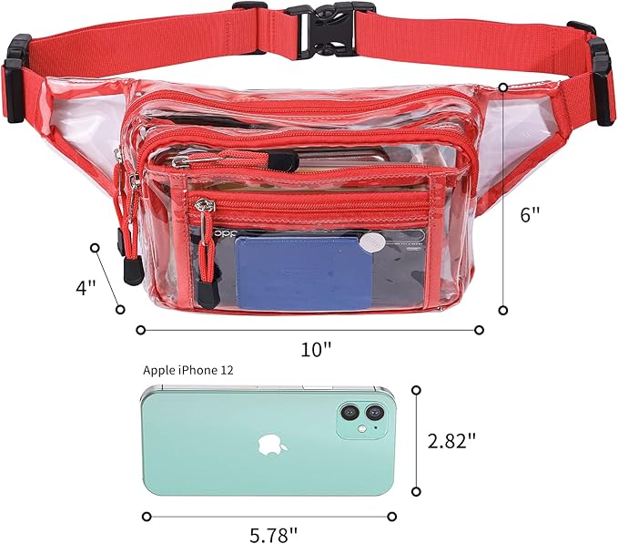 Clear Bag Stadium Approved Clear Fanny Pack for Women for Work,Multi-purpose Waist Bag for Travel & Sporting Event
