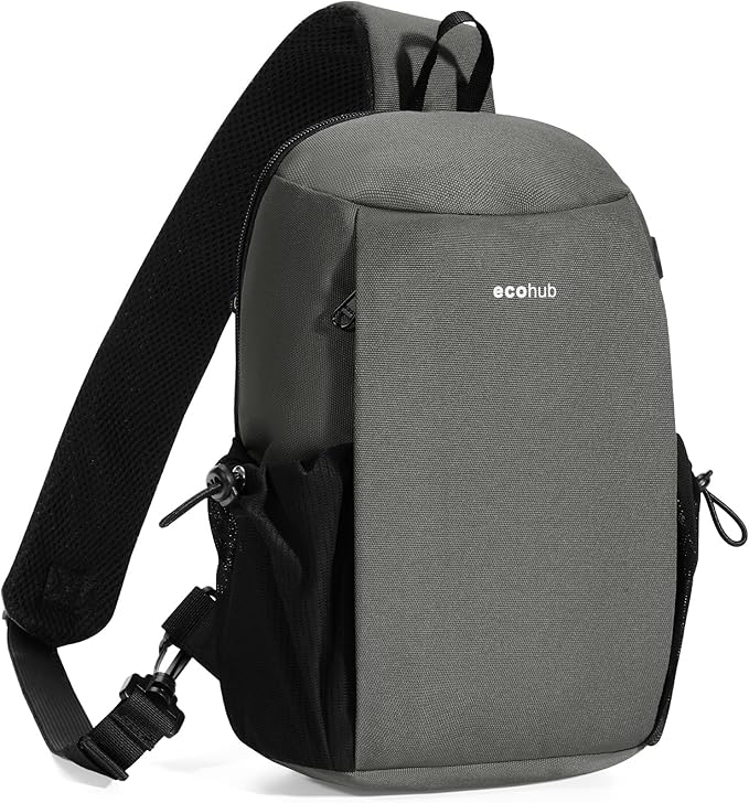 ECOHUB Sling Bag for Women Men Anti Theft Crossbody Bags Travel Purses Anti Theft Crossbody Hiking Backpacking Packs, Grey