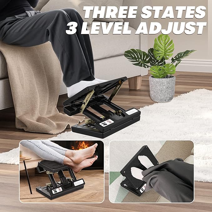 Foot Rest for Under Desk at Work,Height Adjustable footrest,with Massage Roller and Soft Pad,Foldable,Ergonomic,for Car,Office,Computer,Gaming,Adjustable Metal Frame,All-Season Use(Grey)