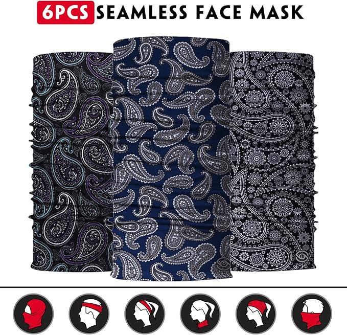 Neck Gaiter for Men Women Headwear Bandana Head Wrap Face Scarf Mask Cover Warmer Balaclava-Seamless & Versatile