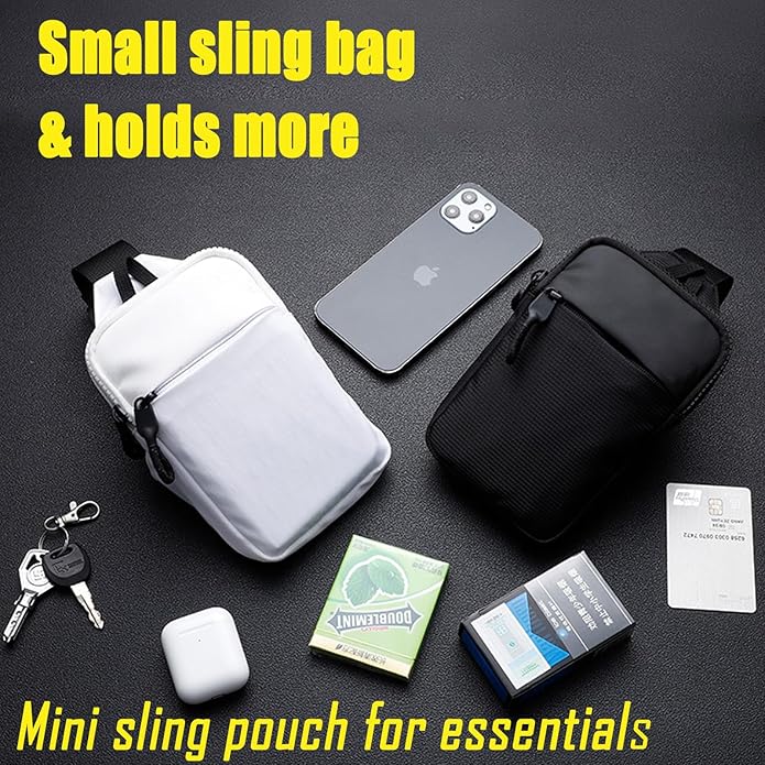 USHAKE Mini Sling Bag for Men Women - Small Crossbody Bag Casual Phone Chest Bag for Hiking Traveling Gifting