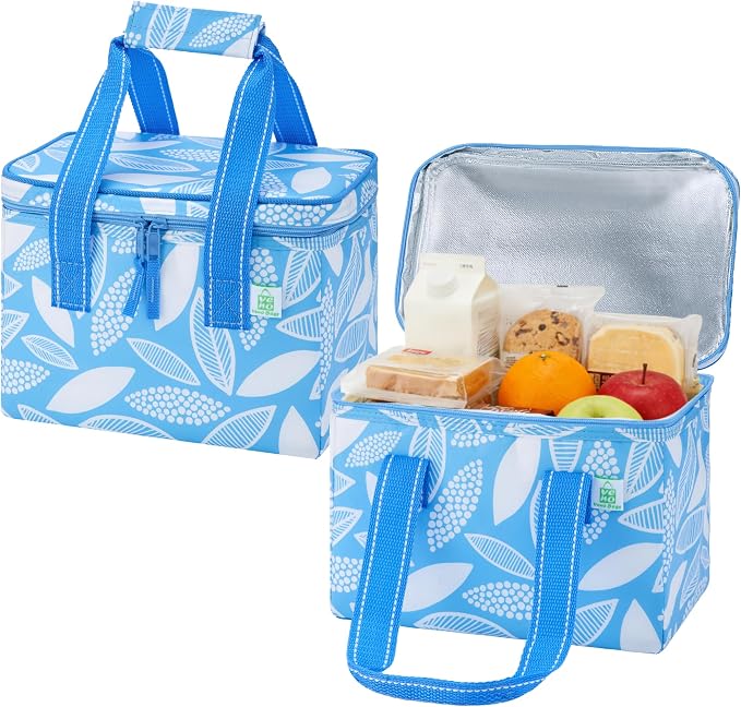 VENO 2 Pack Insulated Lunch Bag Cooler Lunch Box Reusable Grocery Shopping Tote Bag, Durable Handles, Double Zippers, Lid, Collapsible, 2.5 Gallon/9L Capacity (Spring Breeze)