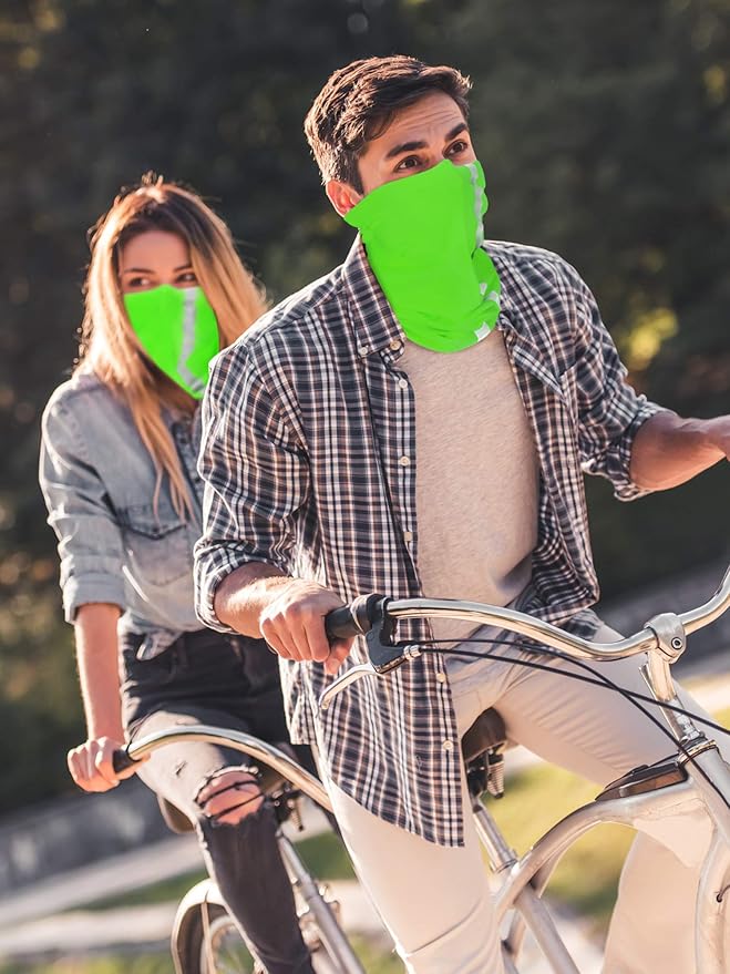 SATINIOR 8 Pcs Neck Gaiter Face Mask, Reflective Summer UV Protection Cooling Scarf Neon Breathable Bandana for Men Women